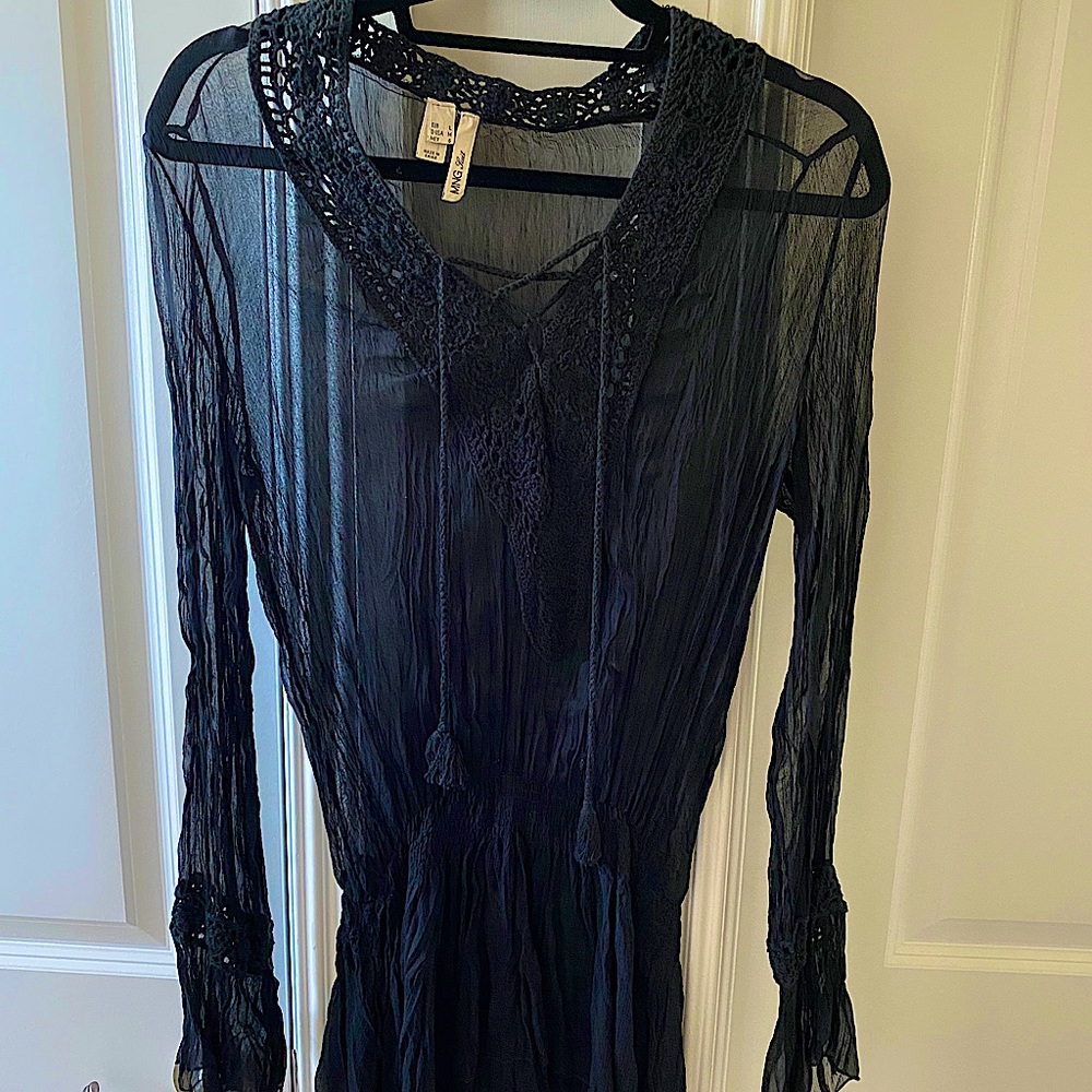 MING Long-Sleeve Black Coverup